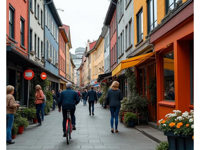 Fotograf som tar bilde av gatekunst og folk i et levende bymiljø i Oslo sentrum.