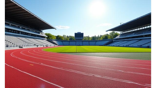 Bislett Stadion under en friidrettskonkurranse, med utøvere på banen og fullsatte tribuner